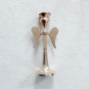 Vintage Brass Angel Candleholder 7” Mid Century Modern 1970s–1980s Made in India